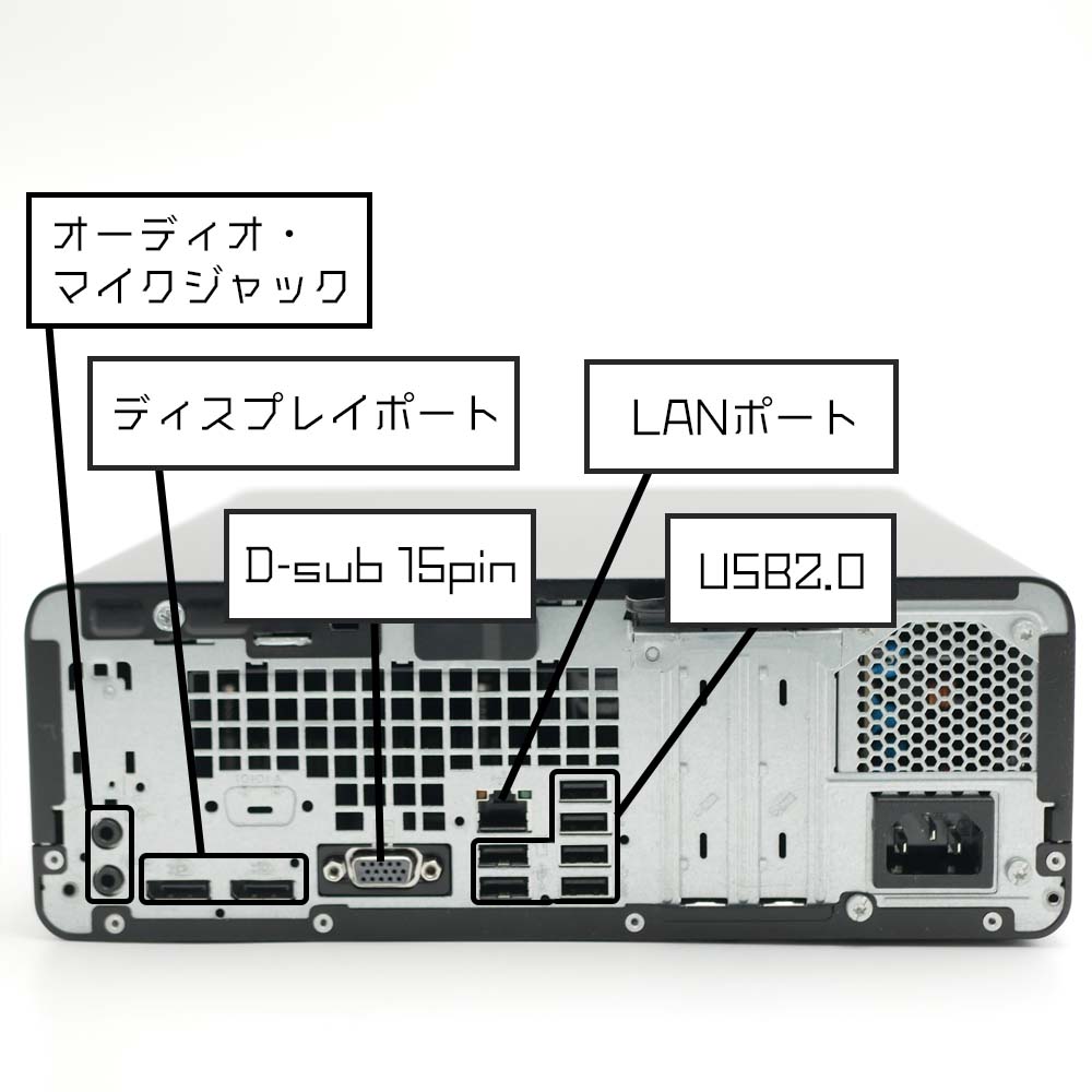 HP Prodesk 600 G3 SFFの背面端子
