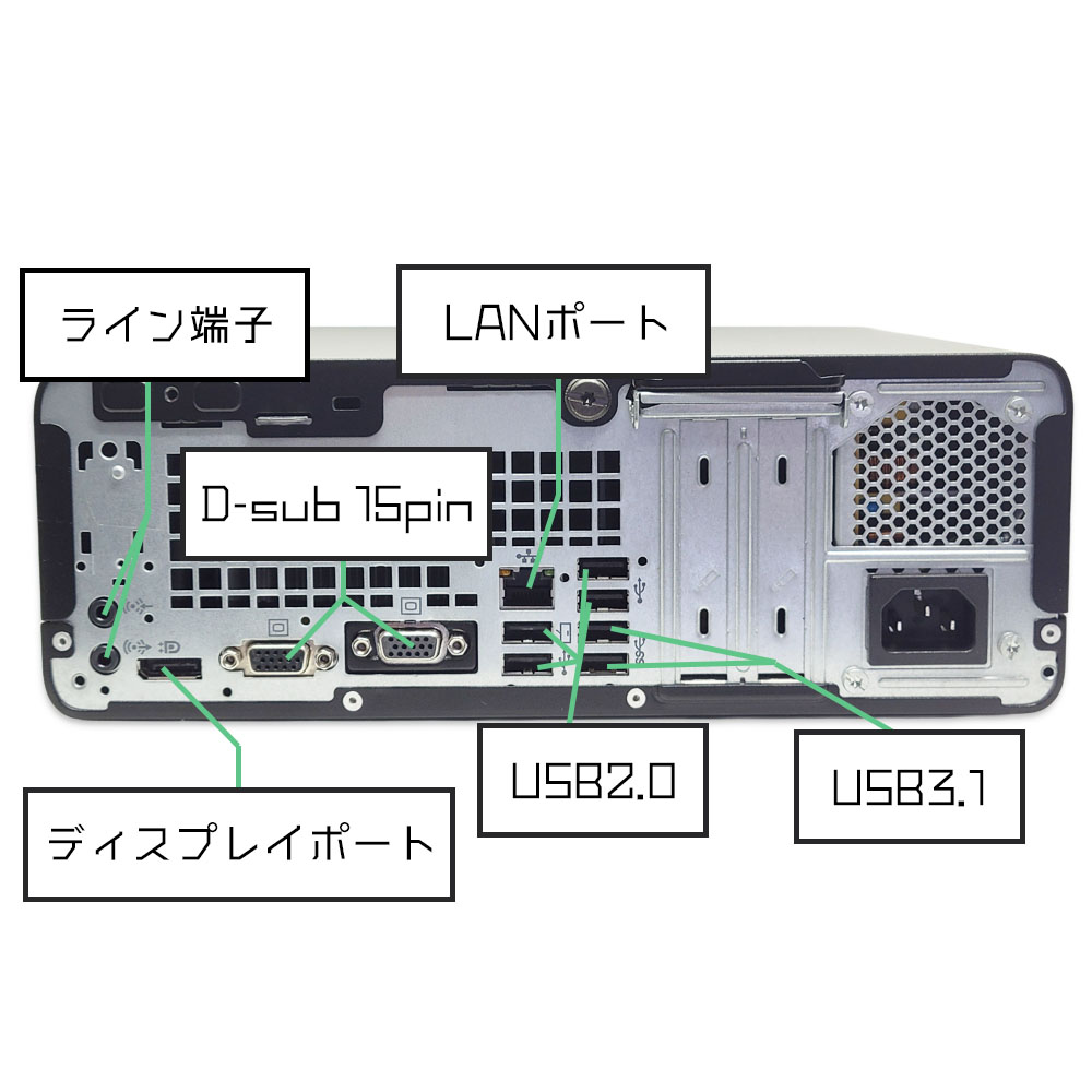 HP Prodesk 400 g5 sffの背面端子