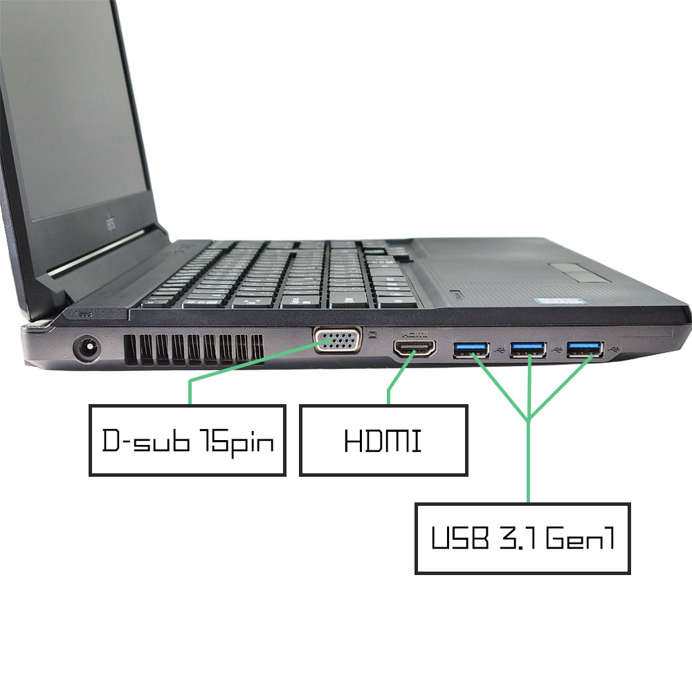 富士通 LIFEBOOK A579/Aの左側面端子