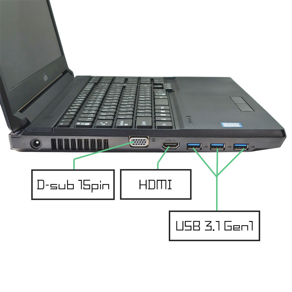 富士通 LIFEBOOK A579/Aの左側面端子