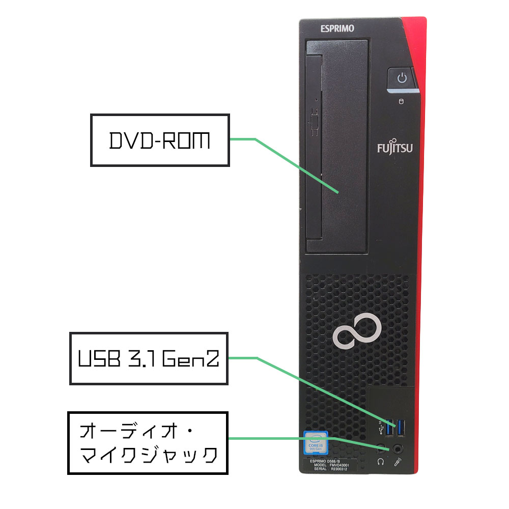 富士通 ESPRIMO D588/Bの正面端子