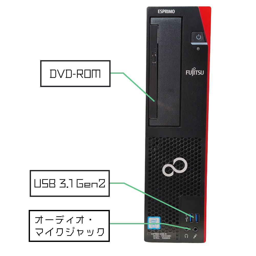 富士通 ESPRIMO D588/Bの正面端子