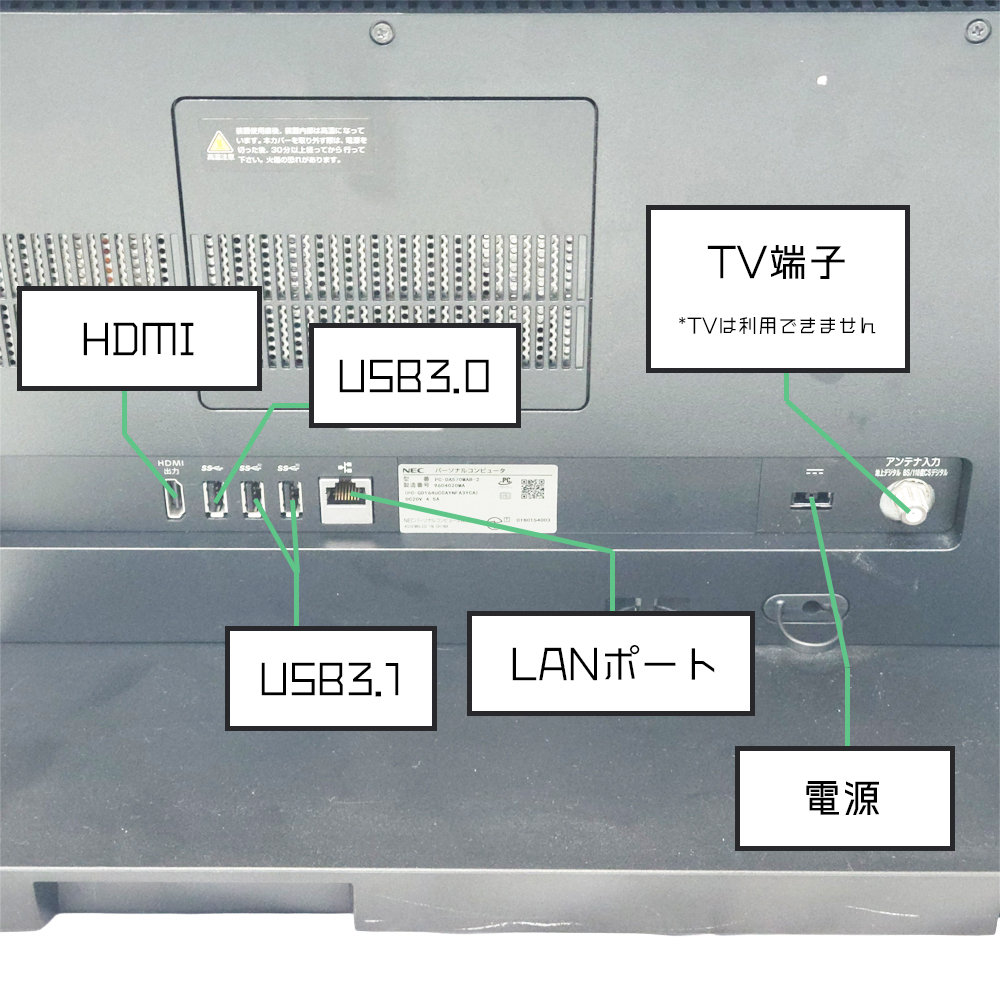 NEC LAVIE DA570Mの背面端子